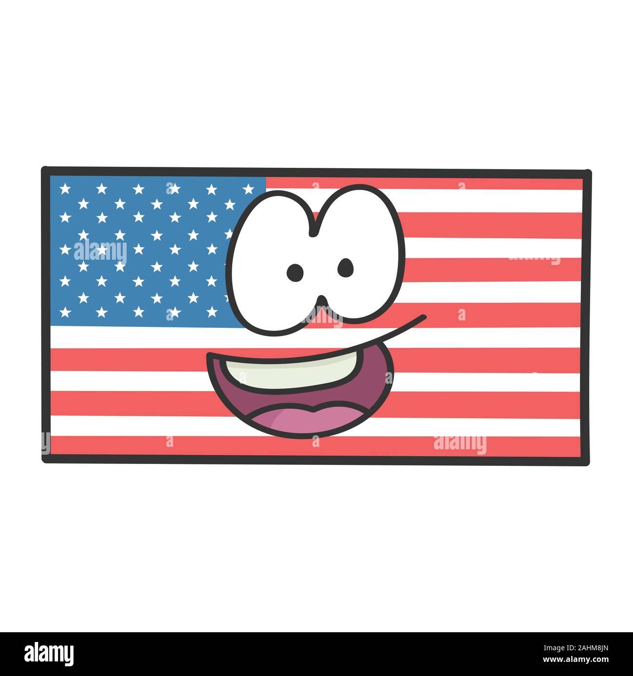 Happy american flag cartoon illustration isolated on white Stock Vector