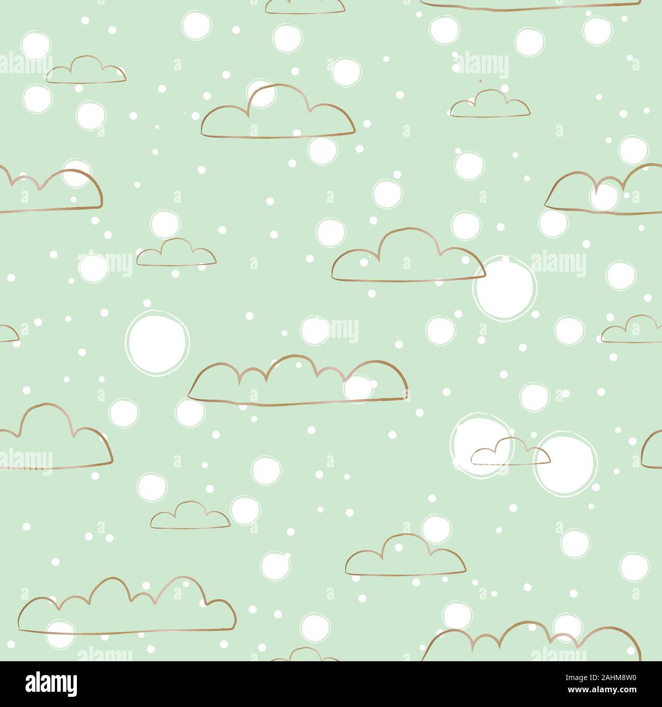 Seamless background with golden raining clouds on white background ...