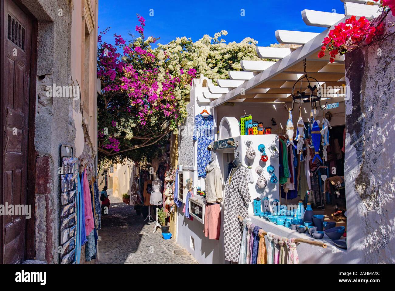 Souvenir shop in Oia, Santorini, Greece Stock Photo