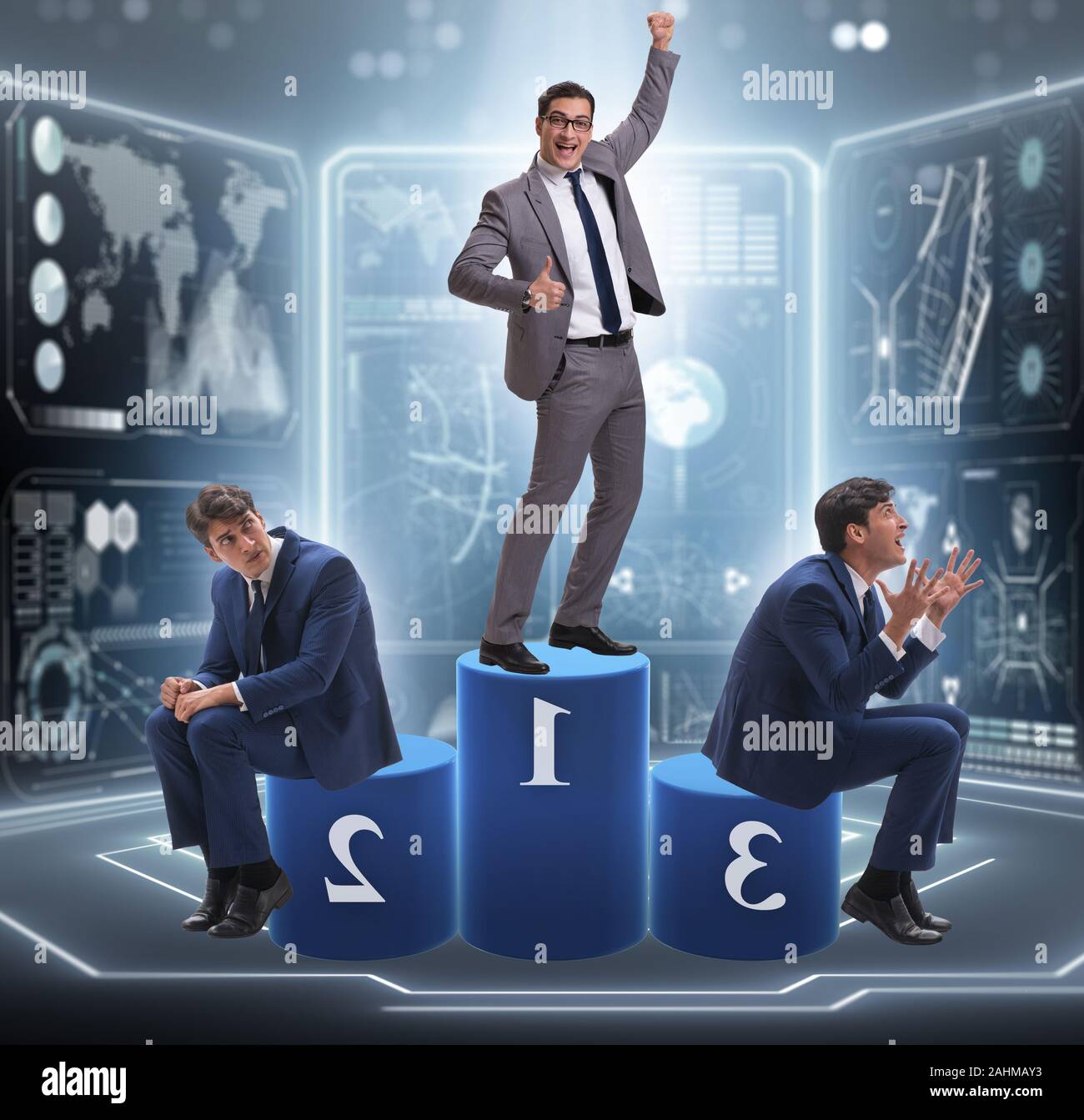 The businessman winning the first place in competition concept Stock ...