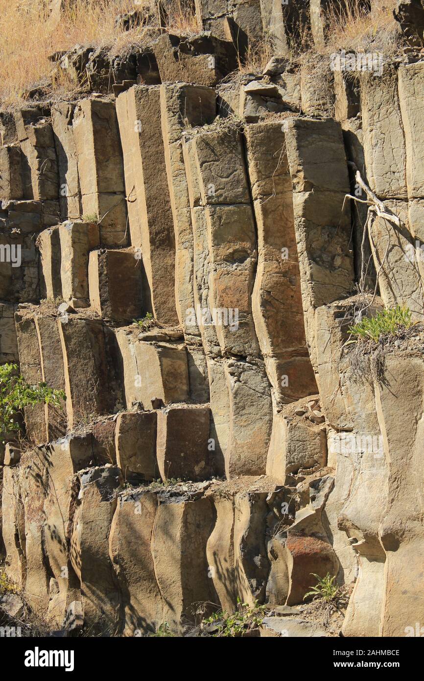 Volcanic rock basaltic formation in hires stock photography and images