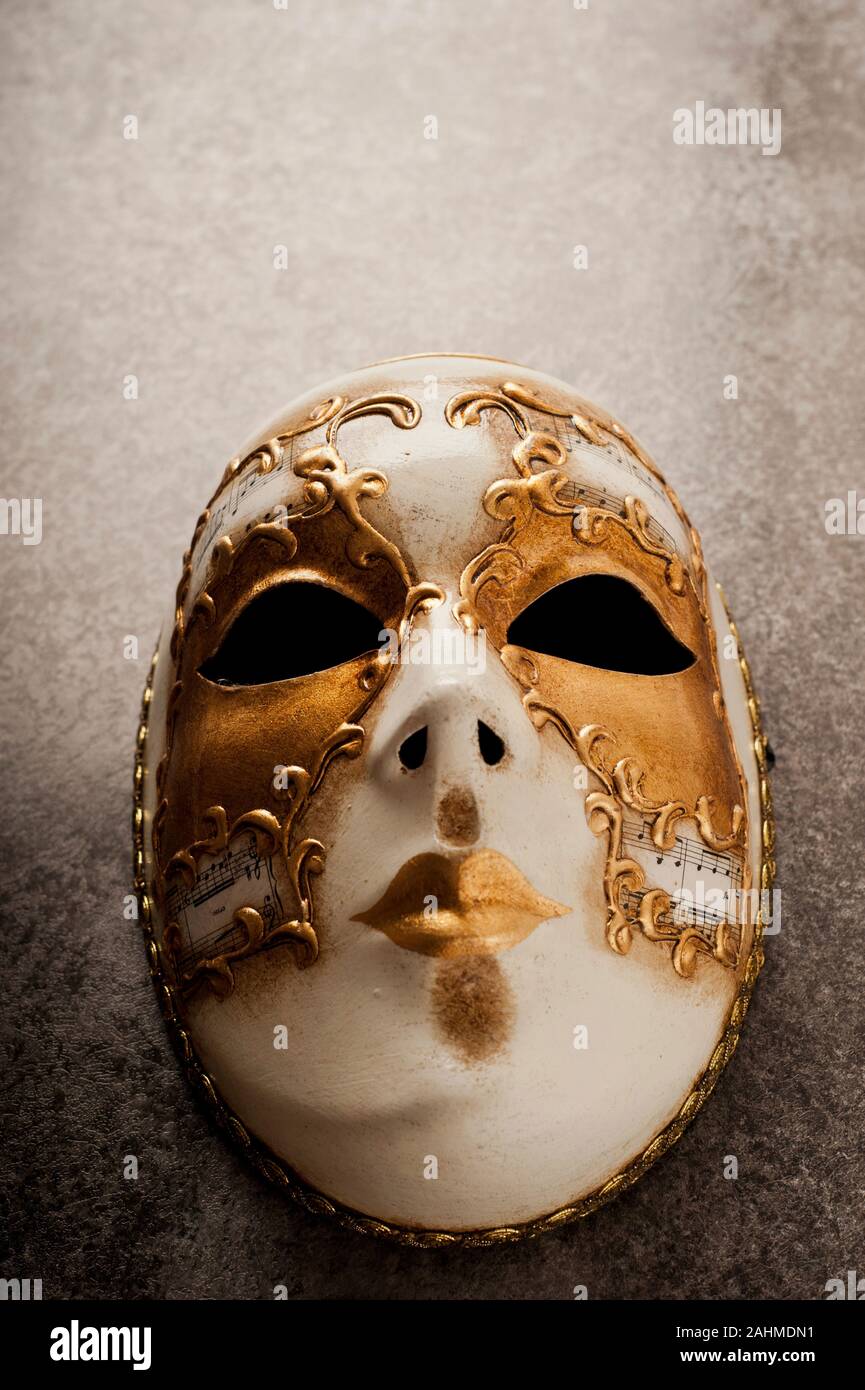 White With Gold Decorations Venetian Mask Stock Photo 337895965