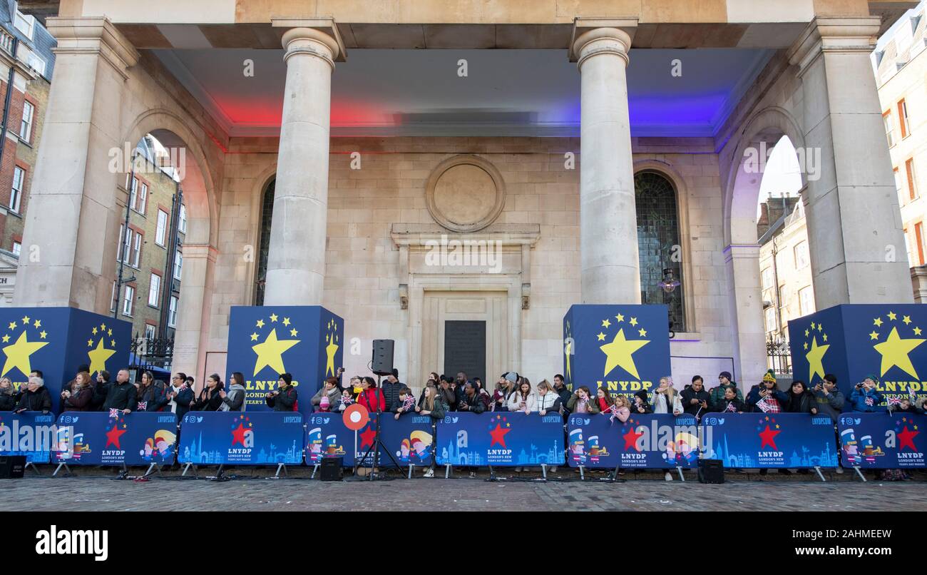 Covent Garden Piazza, London, UK. 30th December 2019. Marching bands and world music greets spectators for the LNYDP 2020 preview in central London. Credit: Malcolm Park/Alamy Stock Photo