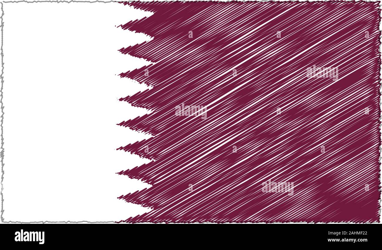 Vector Drawing of Sketch Style Qatar Flag Stock Vector Image & Art Alamy