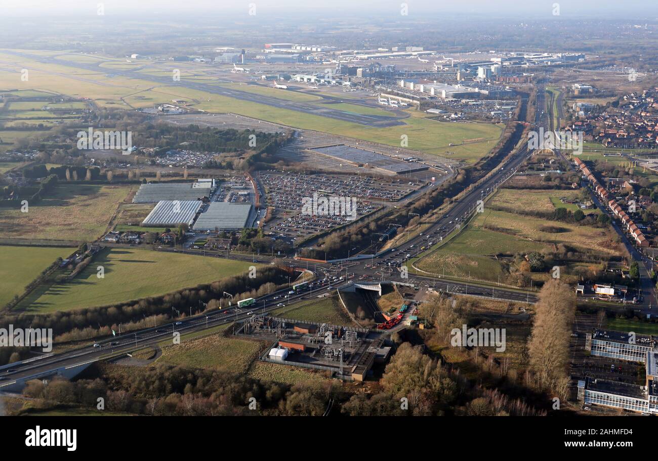 aerial view of the A555 Manchester Airport Relief Road, Manchester Stock Photo