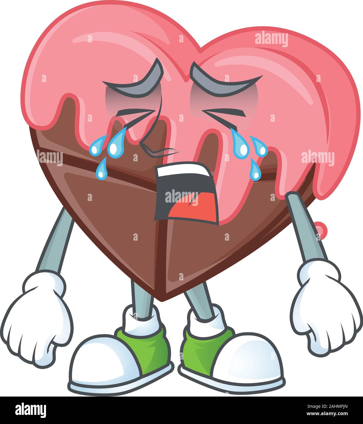 Sad Crying gesture love chocolate with pink cartoon character style Stock  Vector Image & Art - Alamy