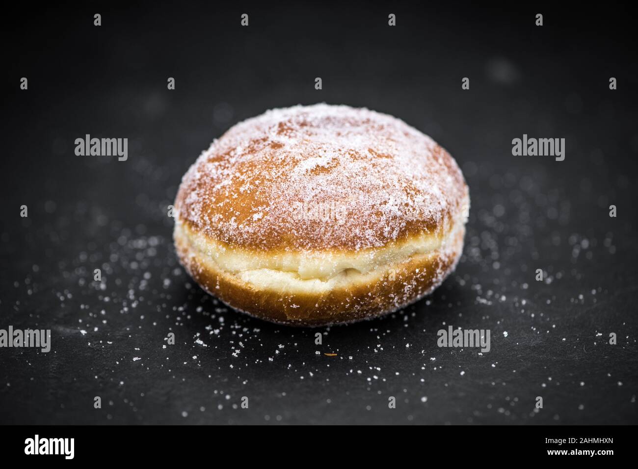 Some healthy Ground Almonds on a vintage slate slab (selective focus) Stock Photo