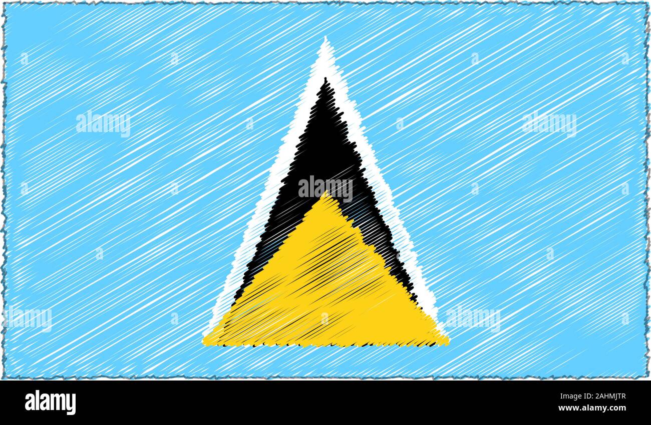 vector-drawing-of-sketch-style-saint-lucia-flag-stock-vector-image