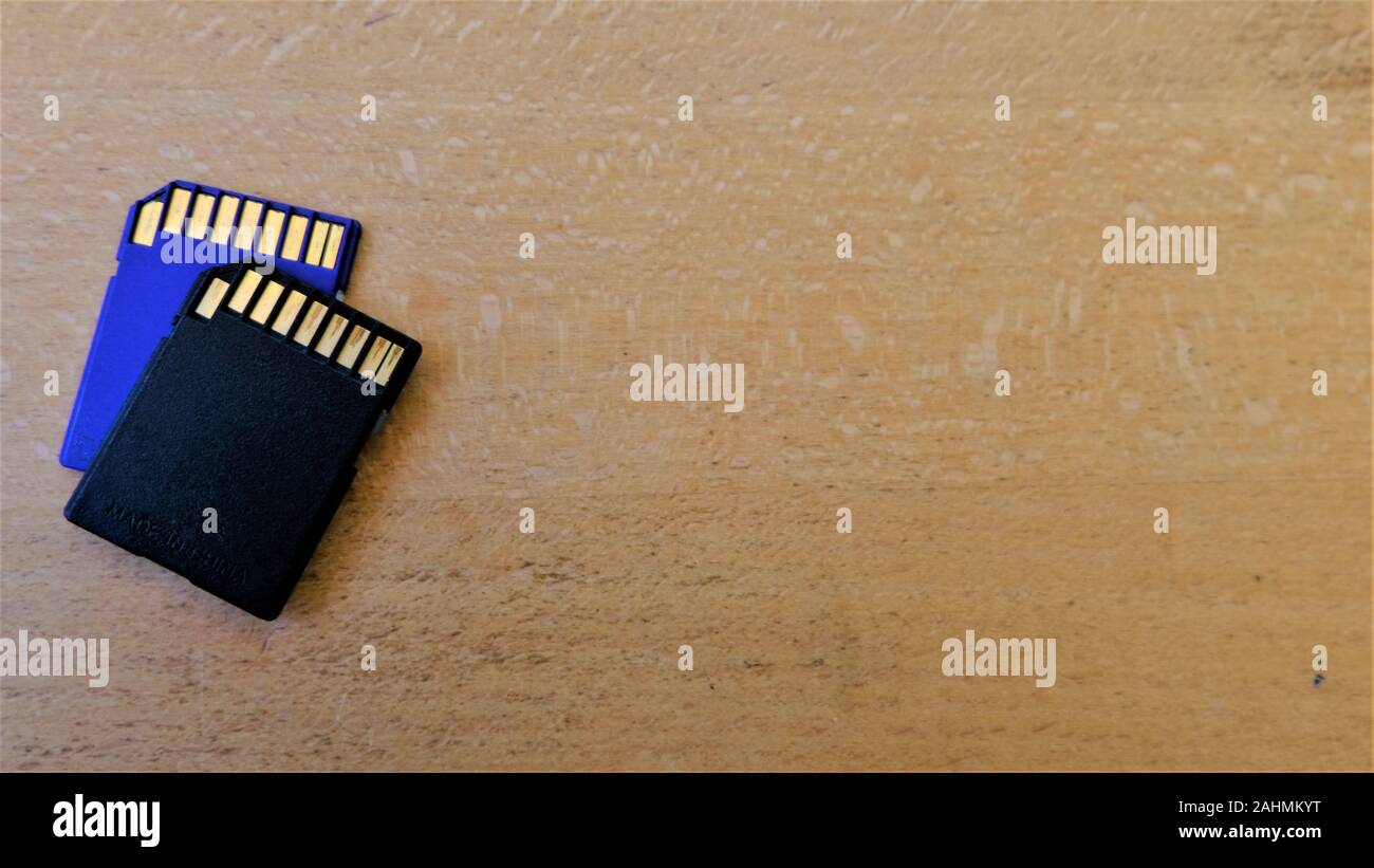 SD Card in macro close up. Device for storage used in cameras and small