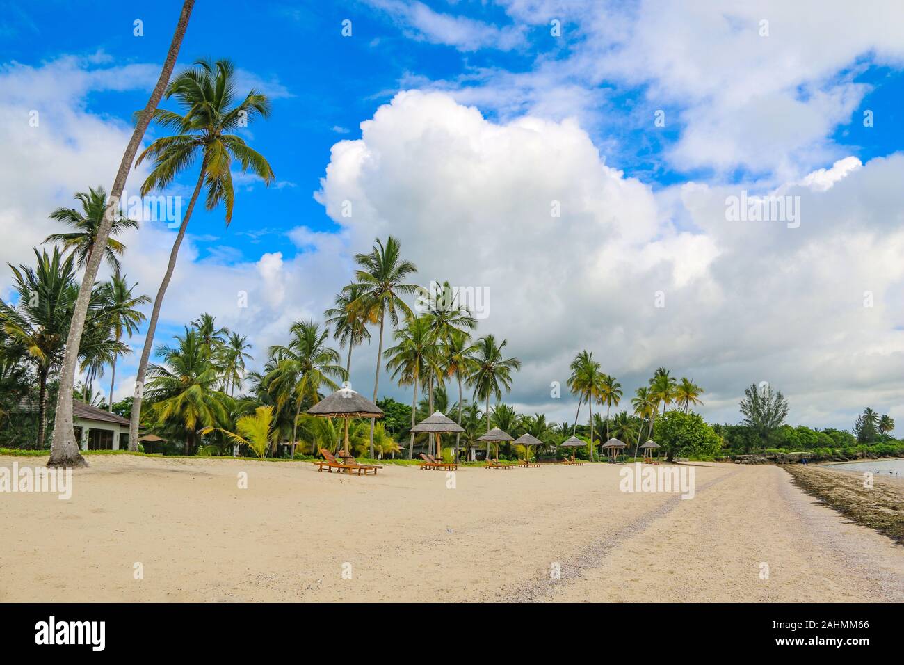 The stunning, pristine beach at The Residence, Zanzibar, Tanzania - Cenizaro shoreline, natural paradise Stock Photo