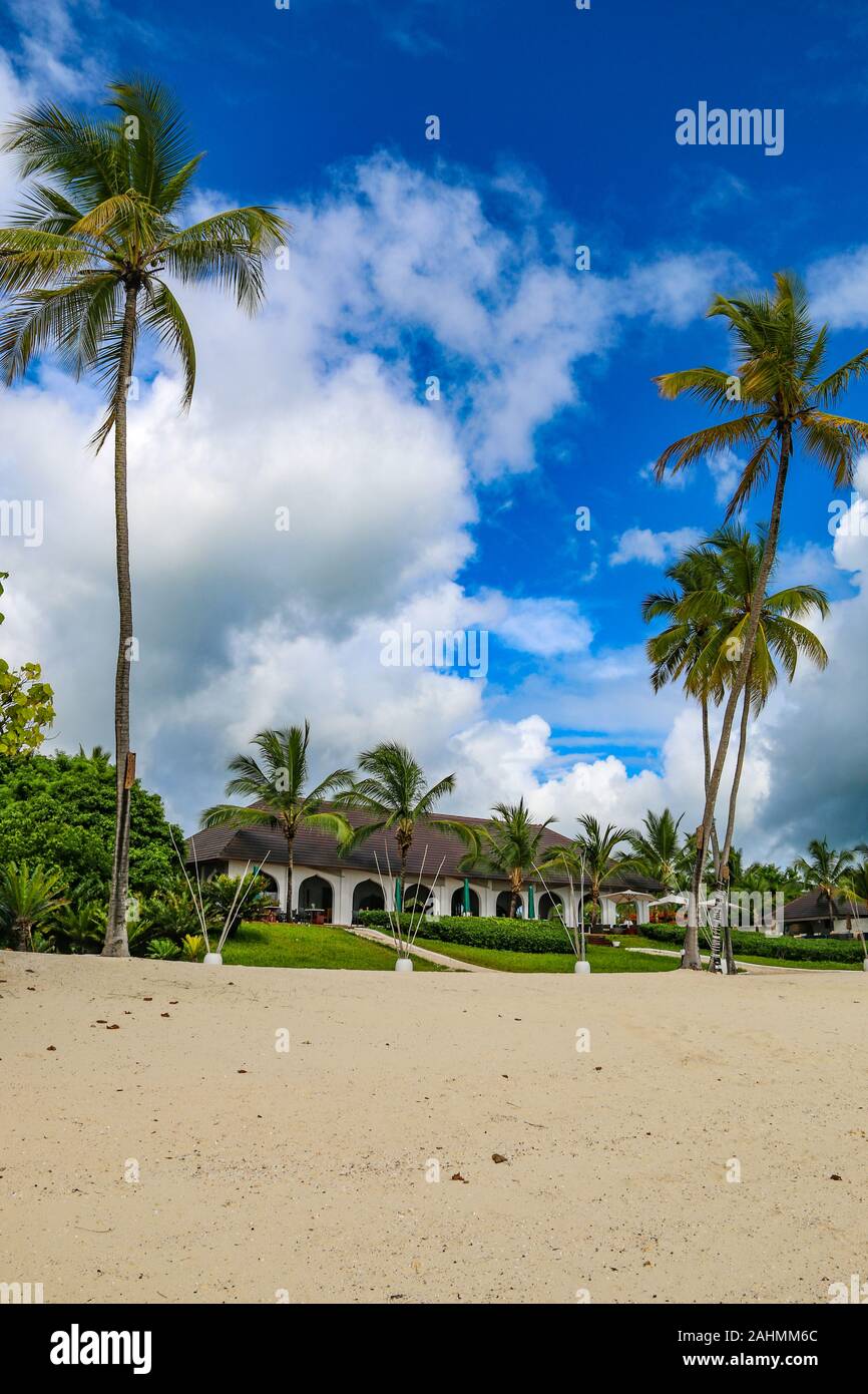 The stunning, pristine beach at The Residence, Zanzibar, Tanzania - Cenizaro shoreline, natural paradise Stock Photo