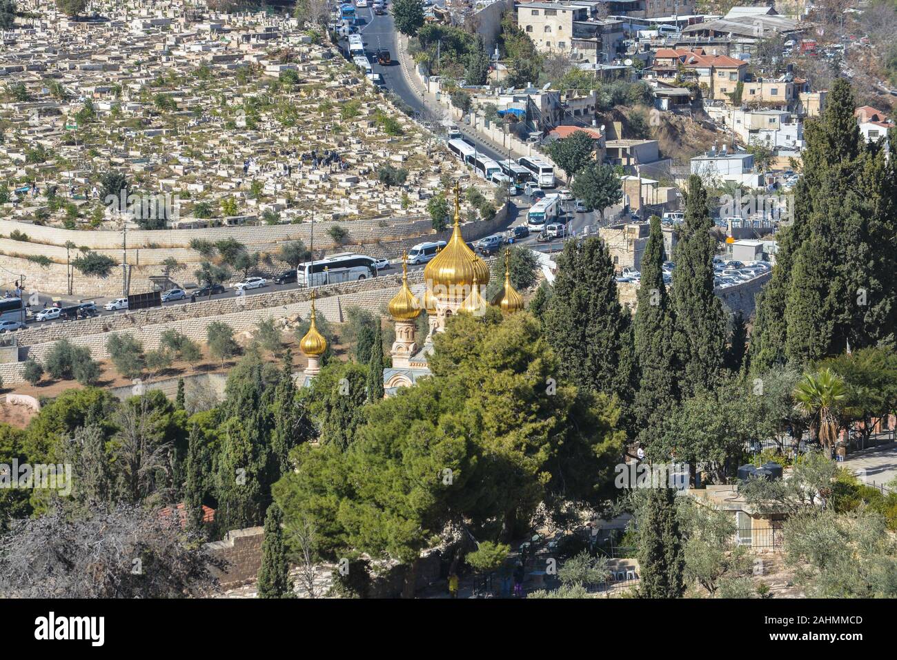 Church of St. Mary Magdalene in Gethsemane. The main church of the Gethsemane convent of Bethany community of the Resurrection of Christ, Jerusalem, I Stock Photo