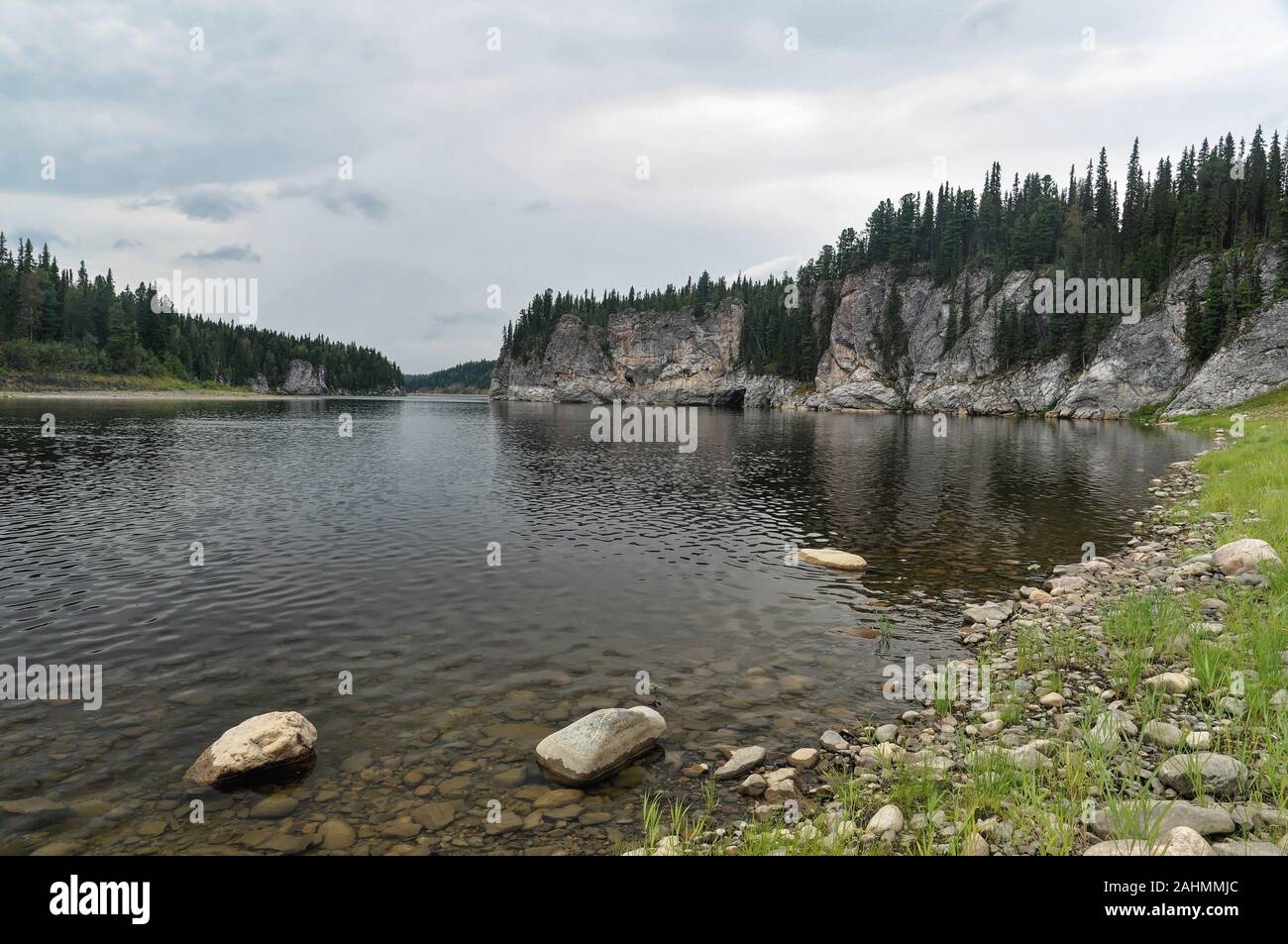 'Komi Virgin Forests' - a UNESCO World Heritage Site. Schugor River in the Yugyd VA National Park, Komi Republic, Northern Urals. Russia. Stock Photo