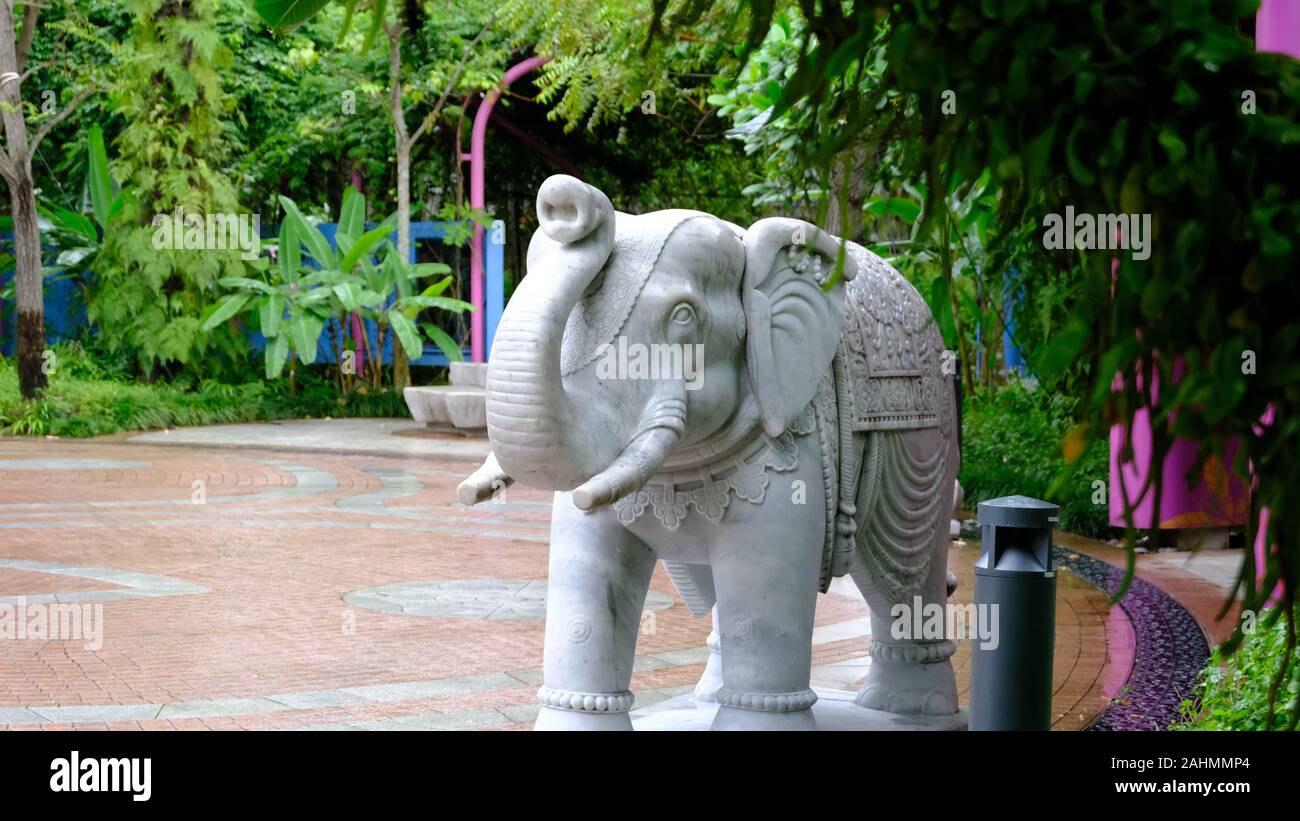 Elephant statue in garden Stock Photo Alamy