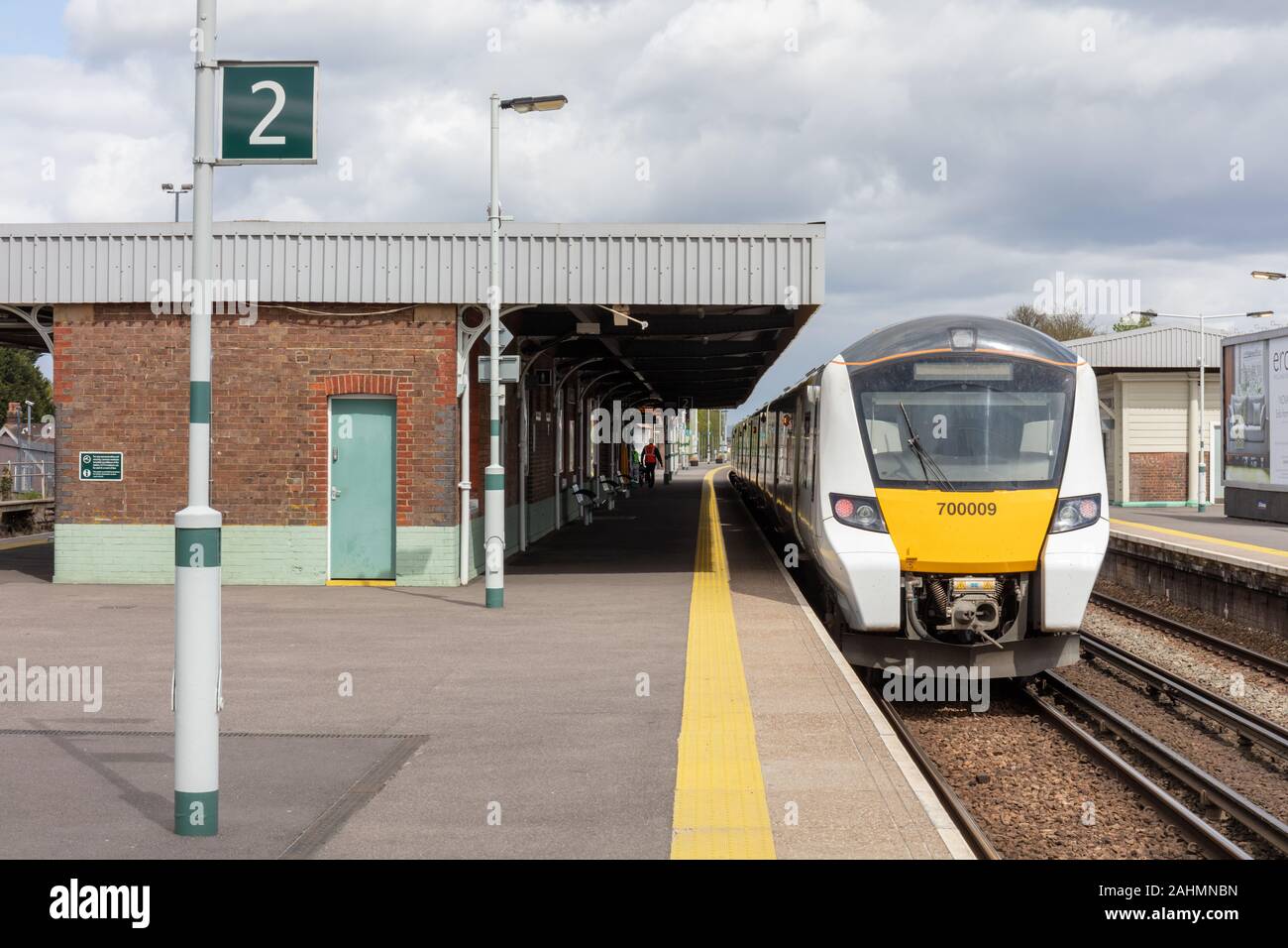 Three Bridges, Sussex, UK; 26th April 2018; British Rail Class 700 Train Manufactured by Siemens Mobility and Operated by Thameslink  at Platform Stock Photo