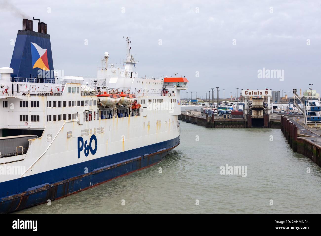 Port of Calais, France; 3rd March 2019; P&O Ferry, Pride of Burgundy About to Dock Stock Photo