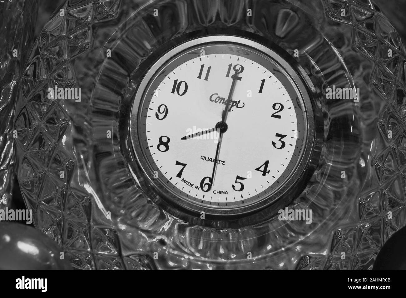 Crystal Golden Clock in Black and White I Stock Photo