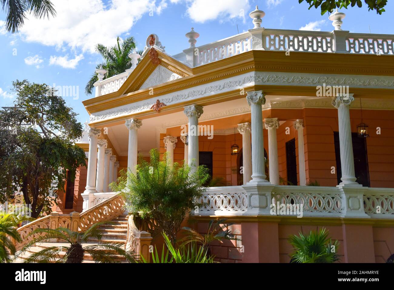 Historical 19th century Mansion, Paseo de Montejo, Merida, Yucatan Stock Photo