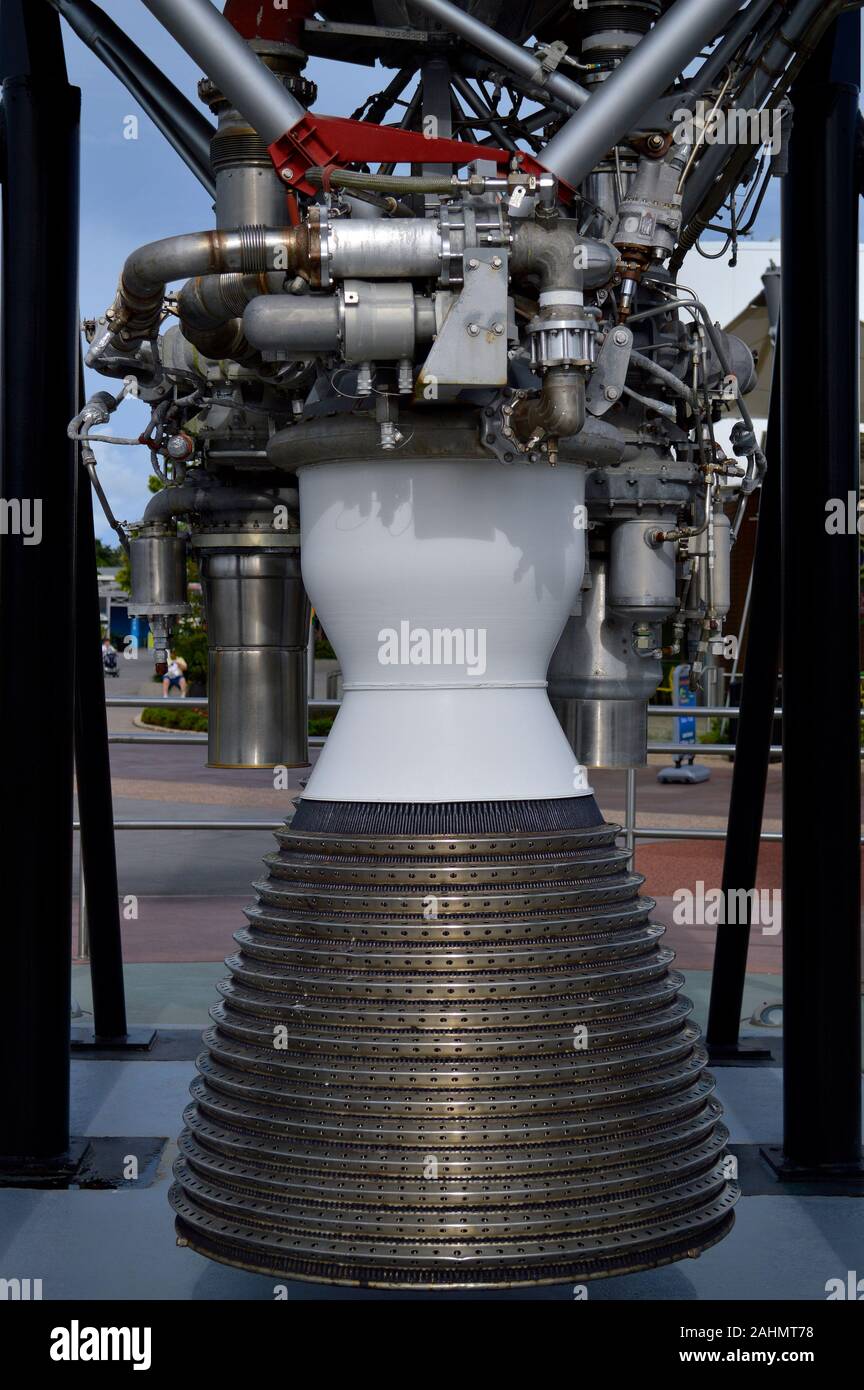 Apollo F1 Engine on display at Kennedy Space Centre in Florida Stock Photo