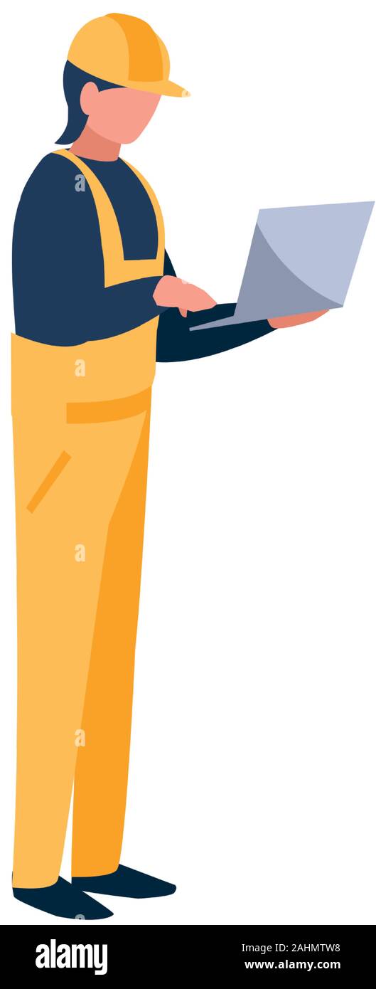 Builder avatar man with yellow helmet design of Construction working ...