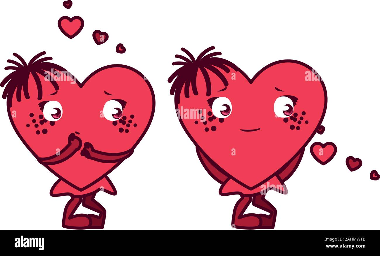 Females pink hearts cartoons design of love passion romantic valentines ...