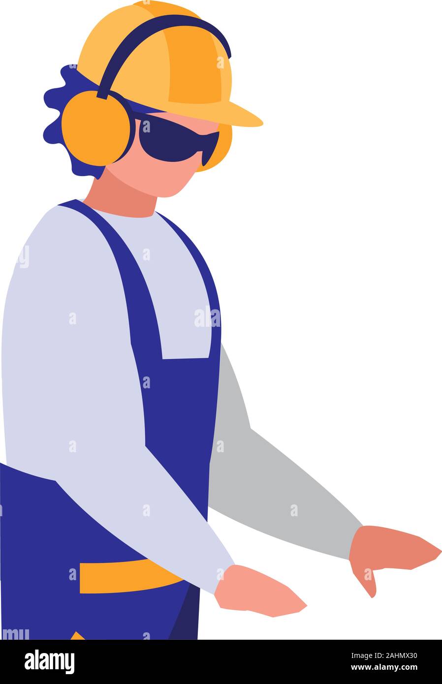 Builder avatar man with yellow helmet design of Construction working ...