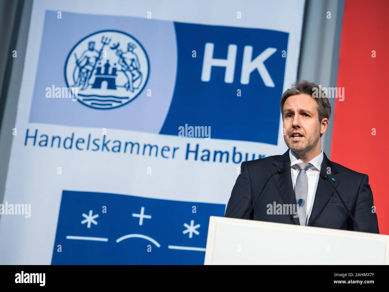 Hamburg Germany 31st Dec 2019 Andre Mucke Vice President Of The Hamburg Chamber Of Commerce Speaks