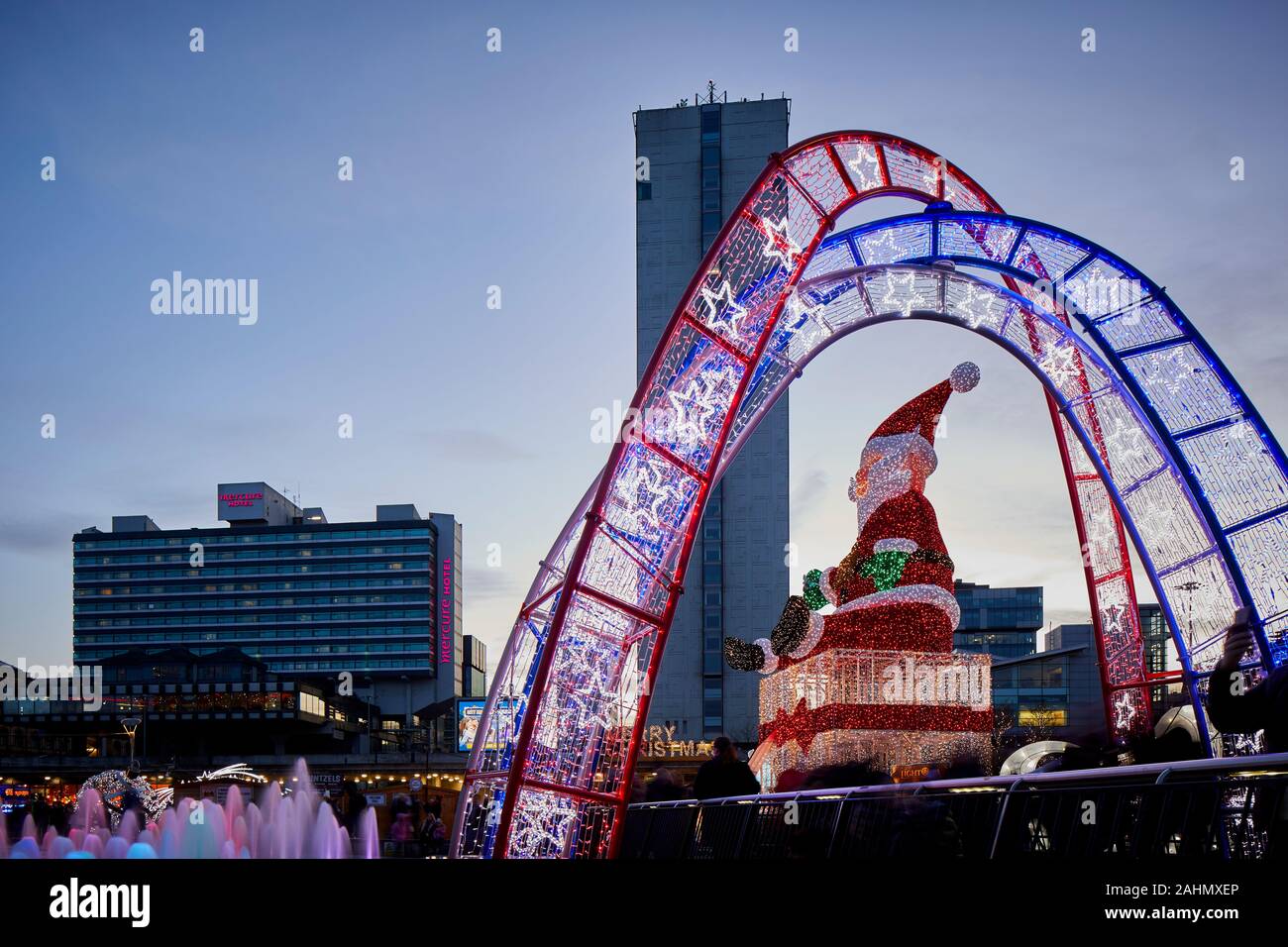 Manchester Christmas light display at Piccadilly Gardens launching a