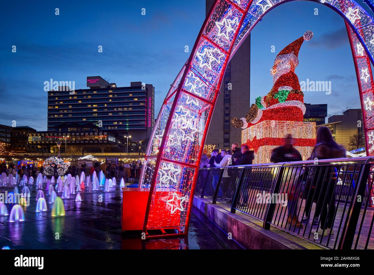 Manchester Christmas light display at Piccadilly Gardens launching a
