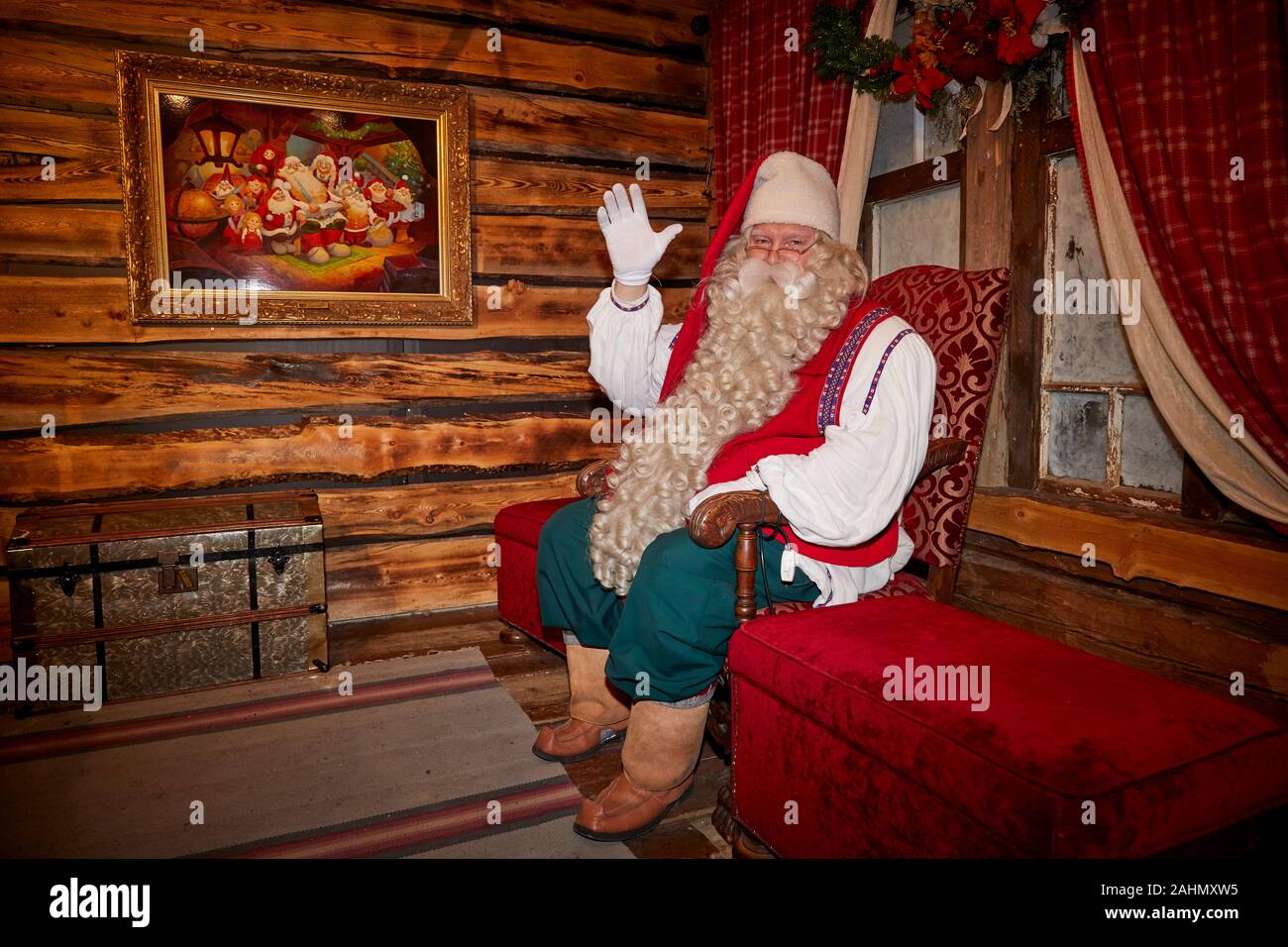 Finnish Rovaniemi a city in Finland and the region of Lapland Father Christmas at Santa Park Stock Photo