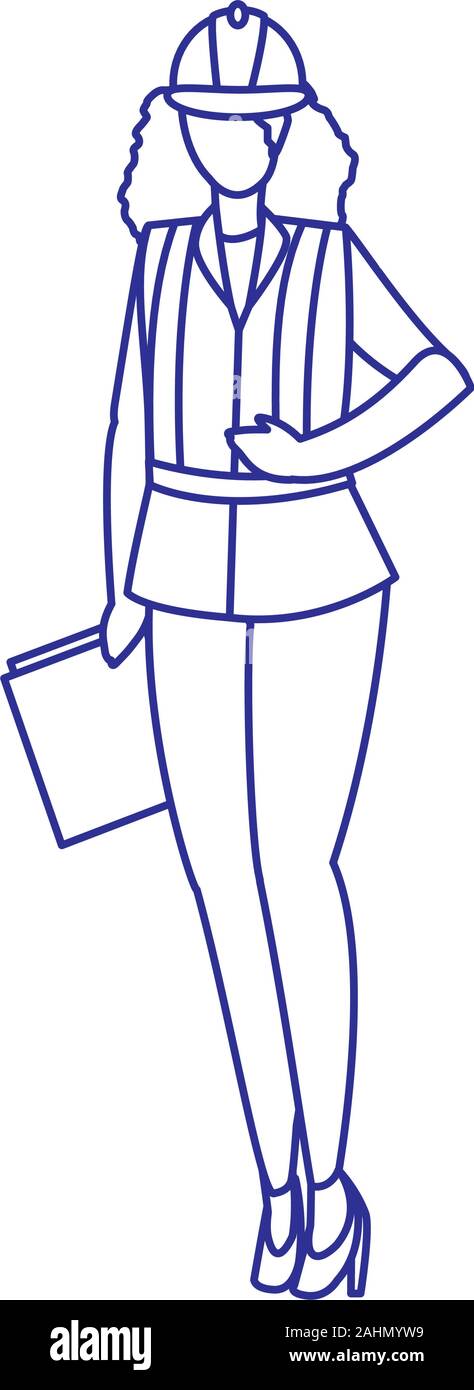 Builder avatar woman with helmet design of Construction working ...
