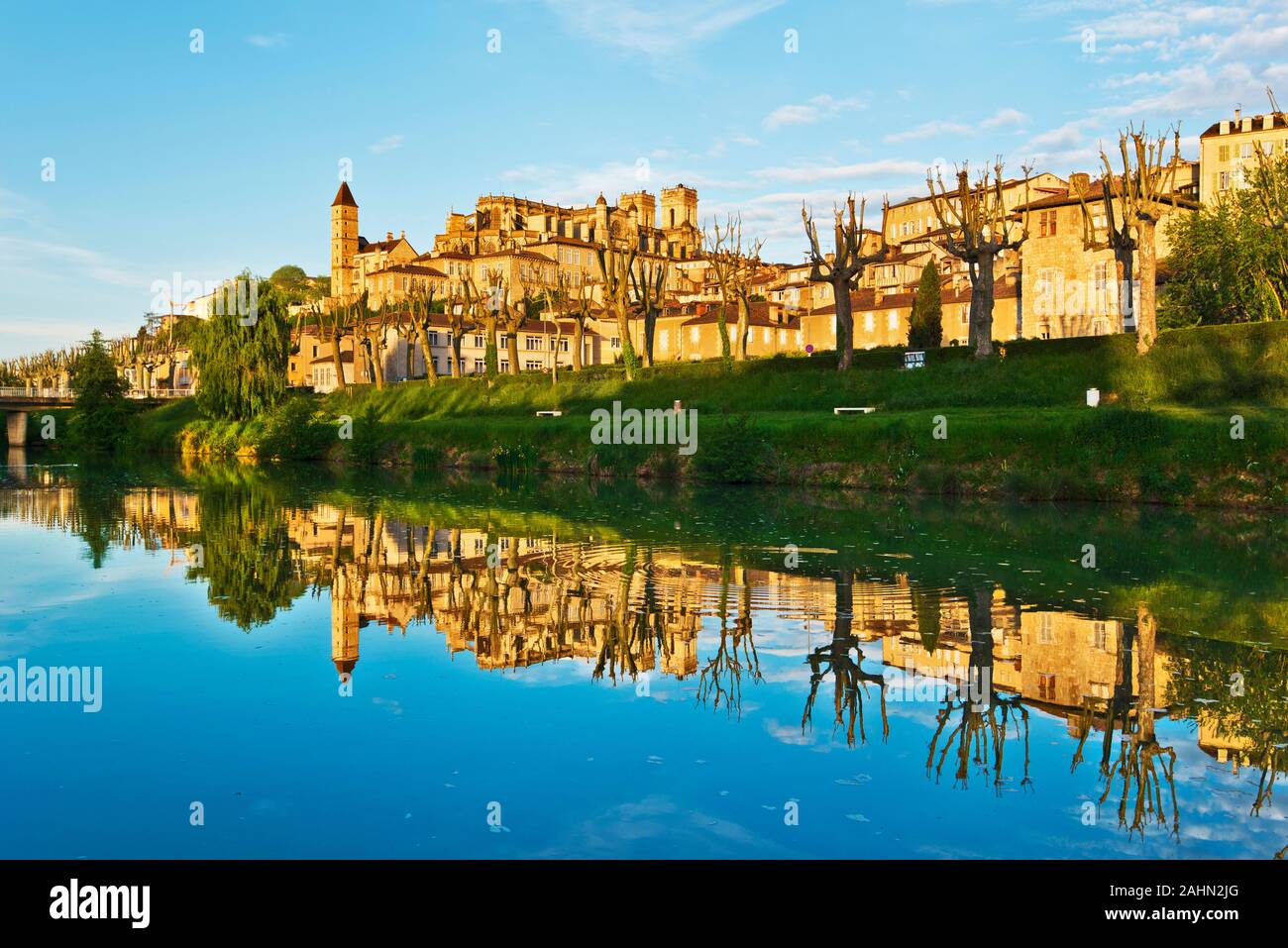 Ancient Auch cityscape with Armagnac tower and Saint Marie Cathedral