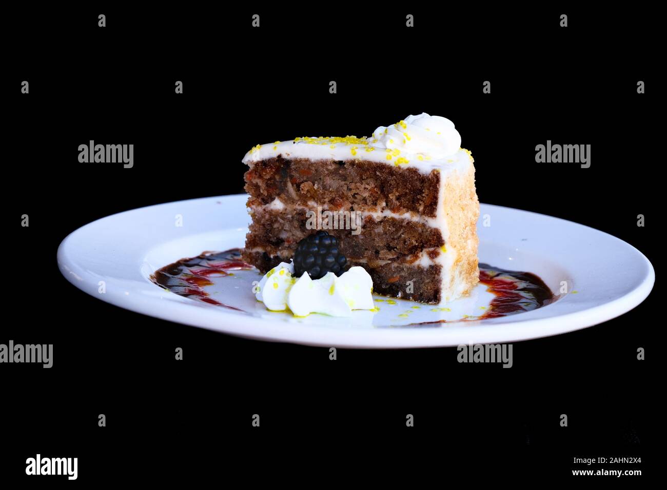 Carrot Cake on Plate Stock Photo