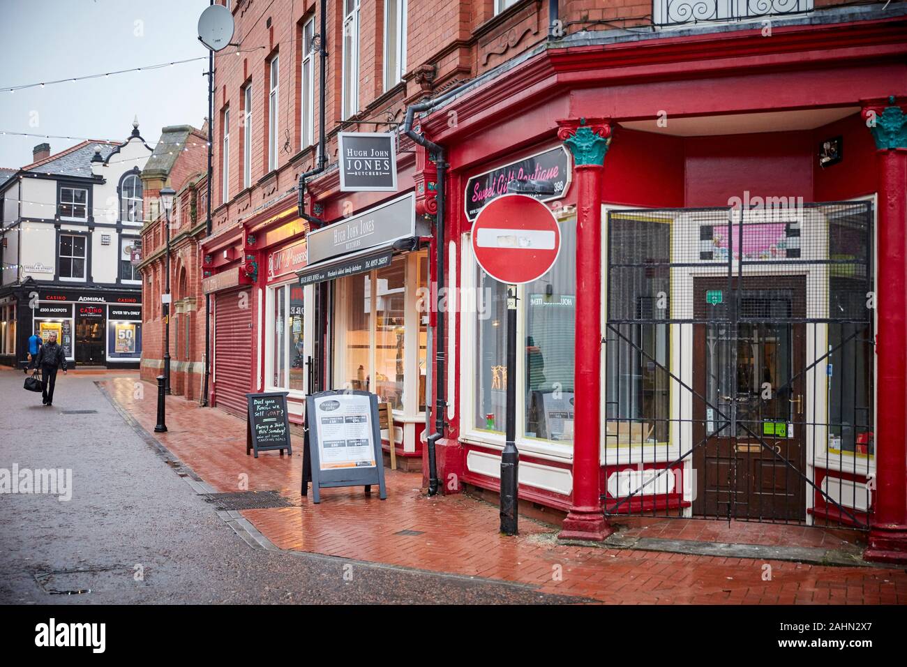 Wrexham in Wales, small independent shops in the town Stock Photo