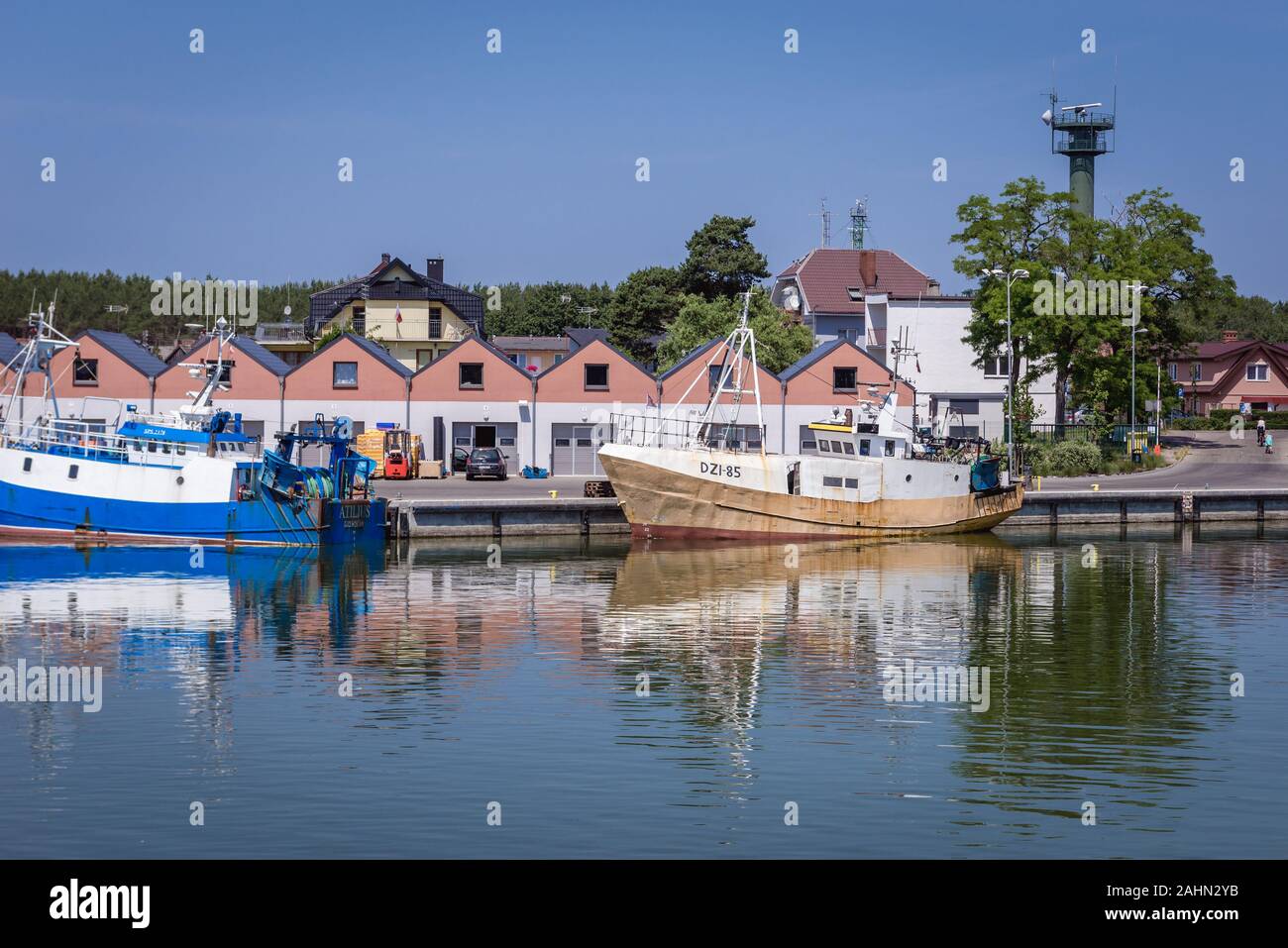 Fishing boats in Dziwnow village located in Kamien County of West Pomeranian Voivodeship, Poland Stock Photo