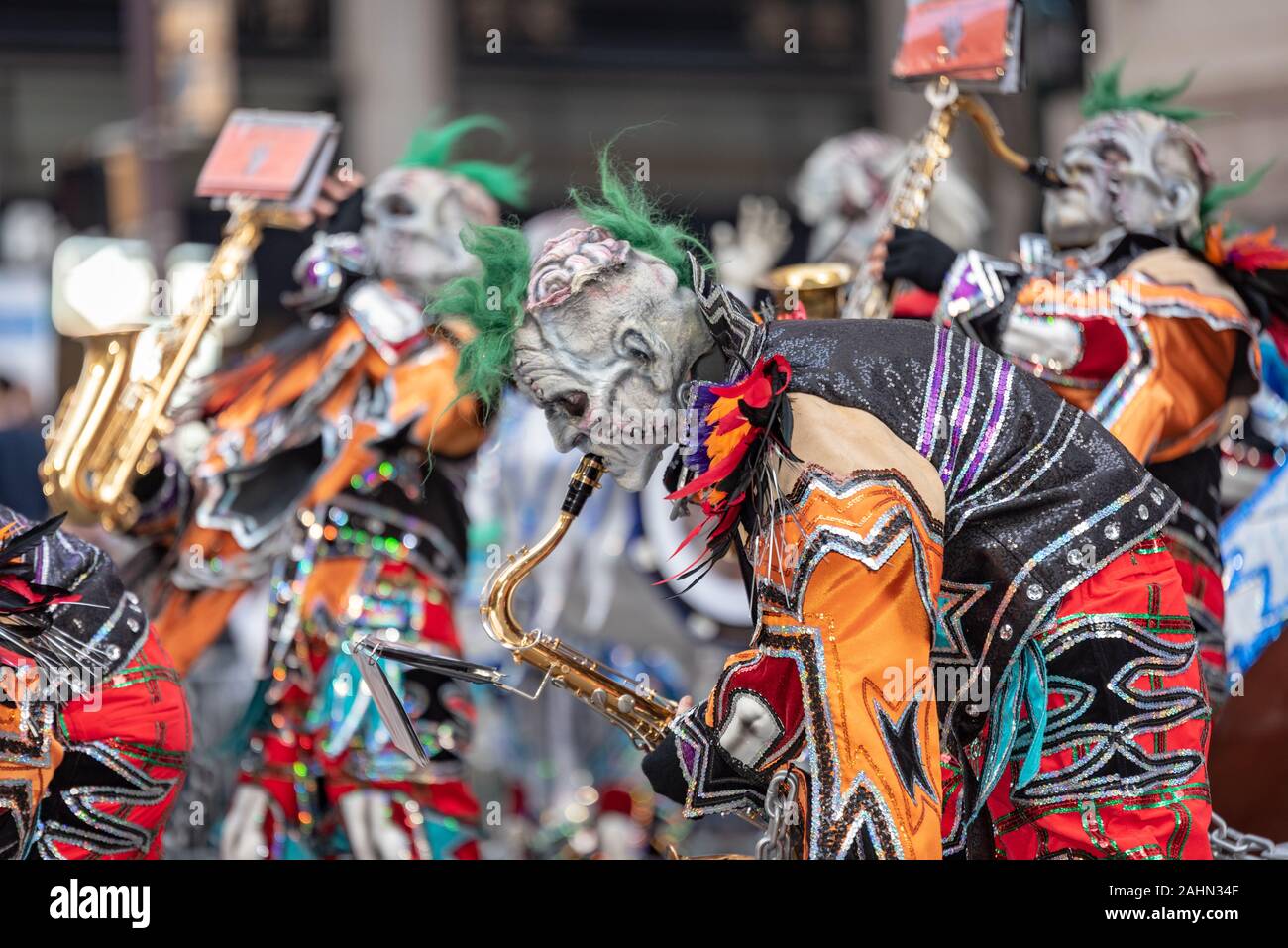 Philadelphia Pennsylvania / USA. Dozens of Mummers Brigades and String