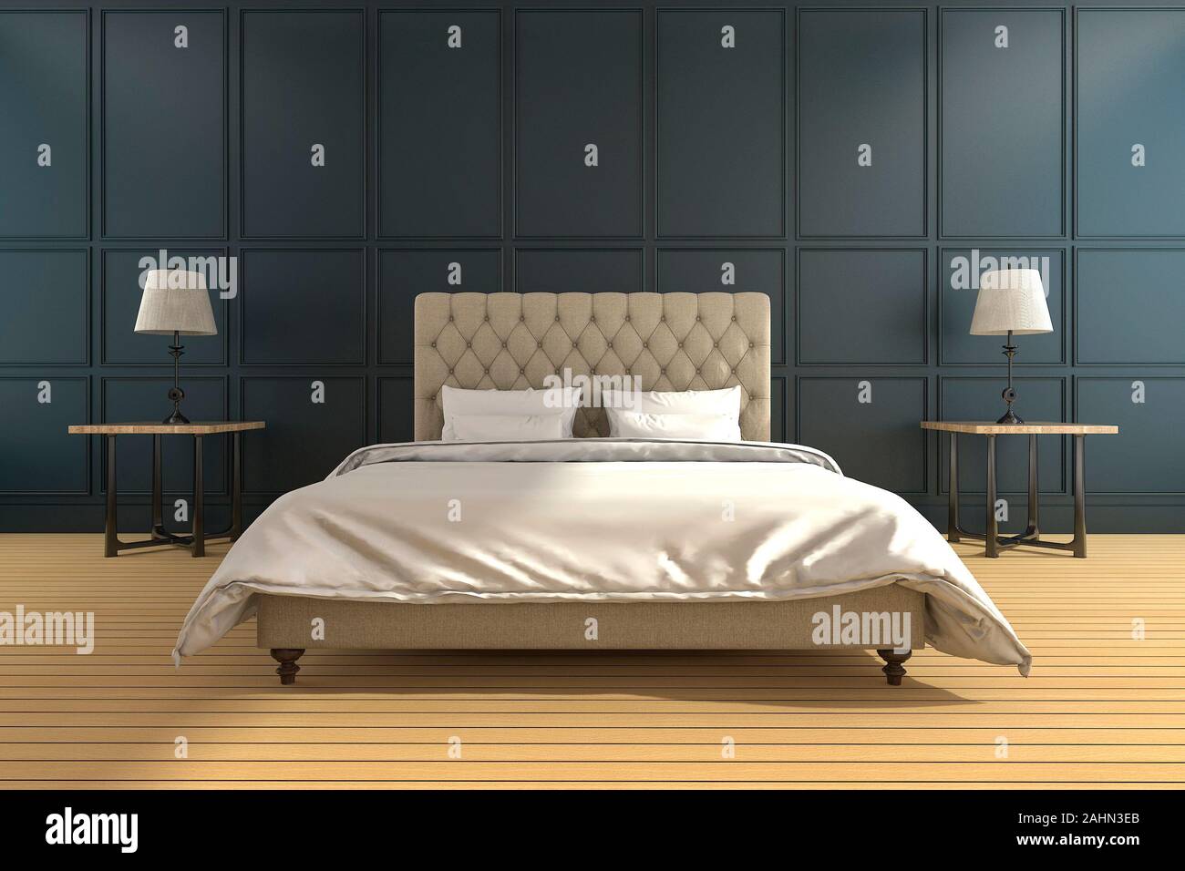 3d Rendering Classic And Vintage Green Bedroom Stock Photo
