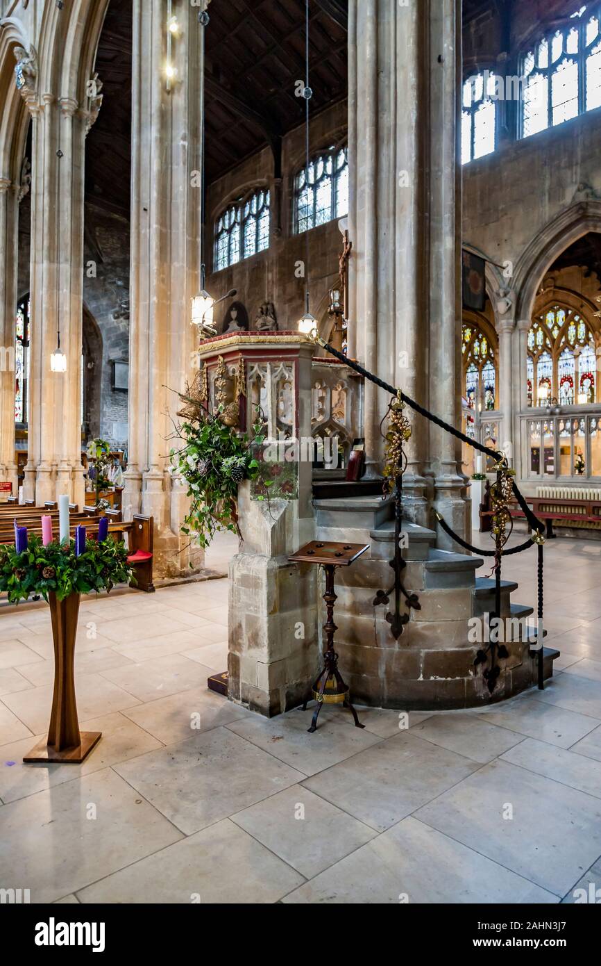 View of the inside of St John Baptist, Cirencester, Gloucestershire, England, UK. Stock Photo