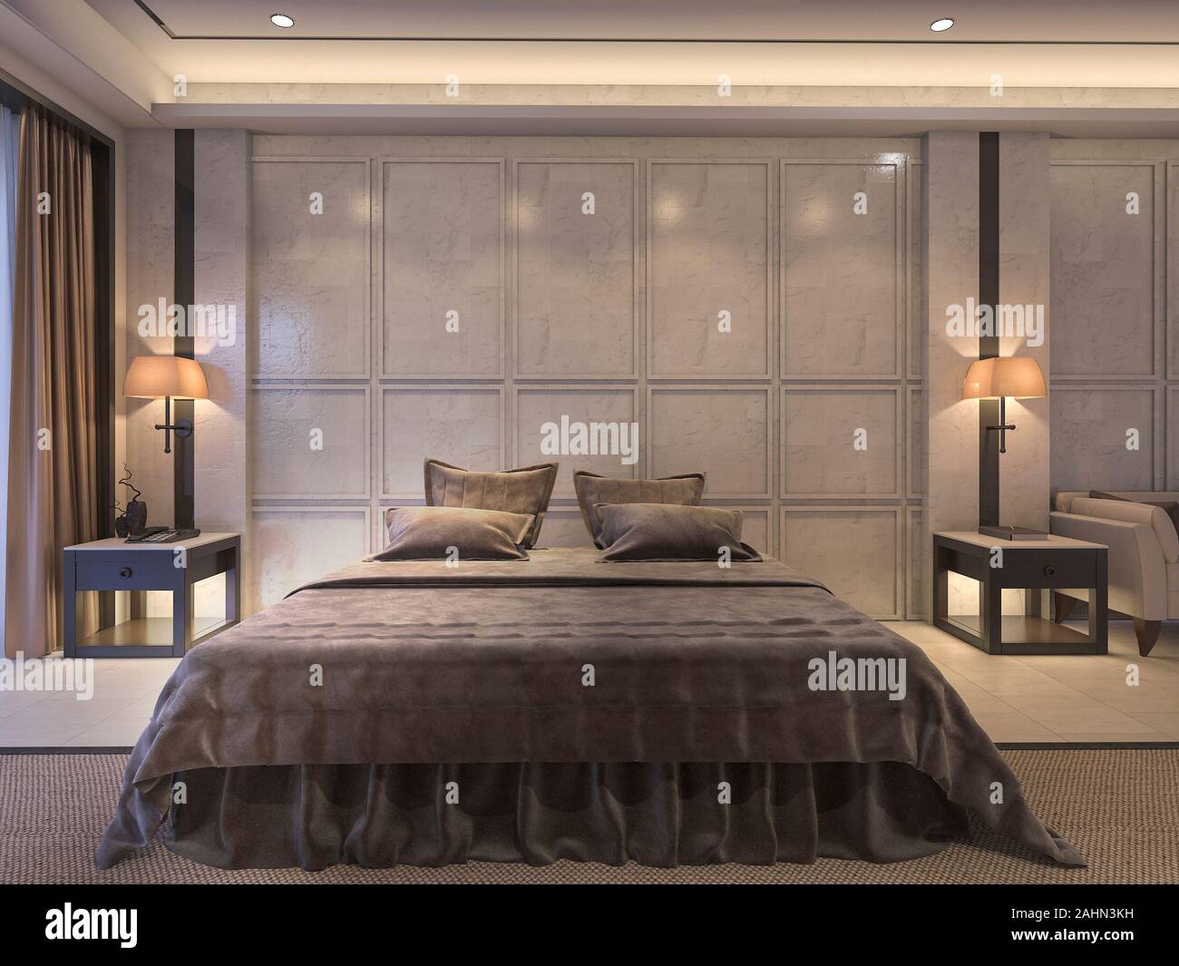 3d rendering classic bedroom with luxury decor and soft classic bed Stock  Photo - Alamy
