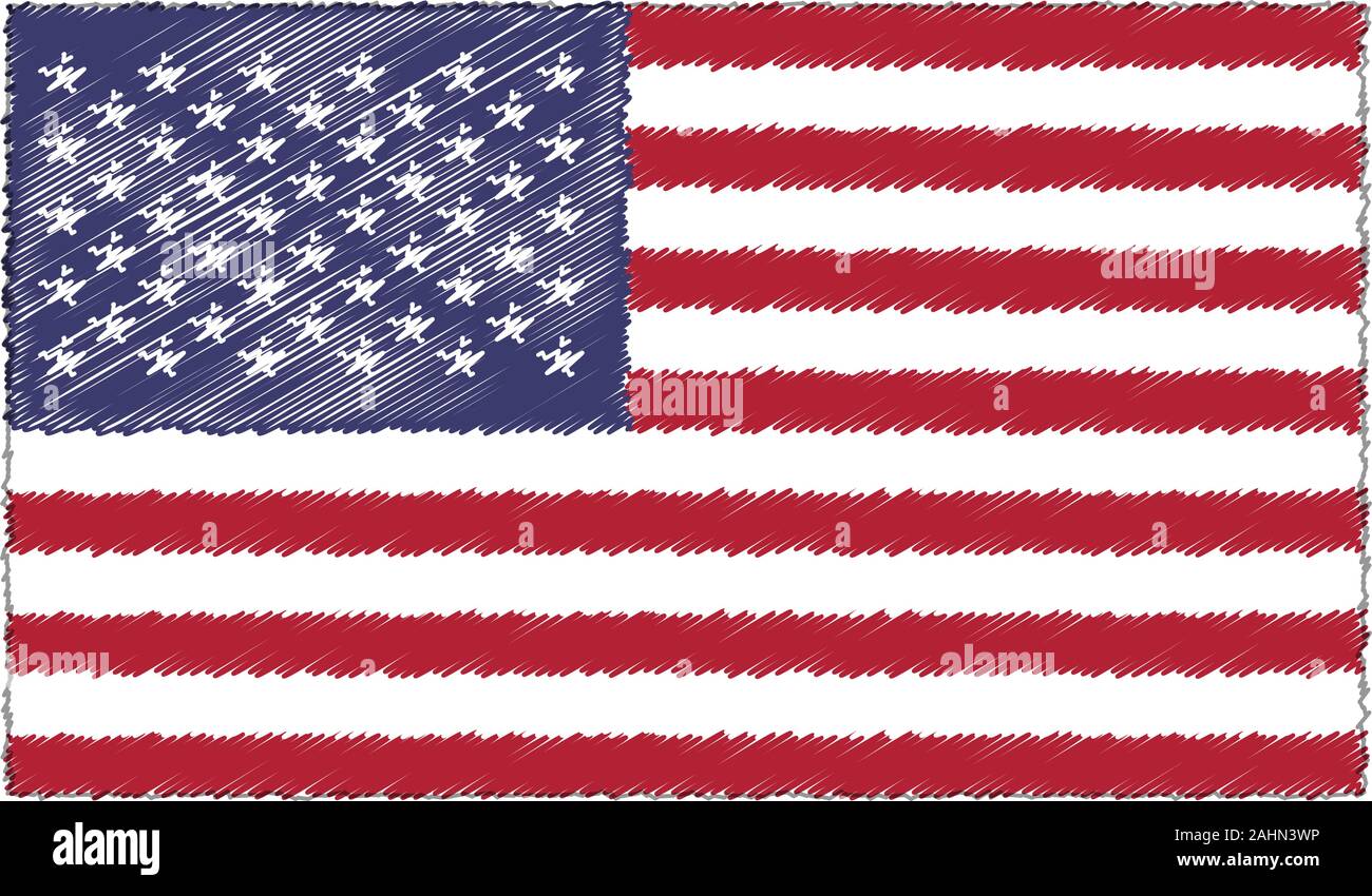 Vector Drawing of Sketch Style United States Flag Stock Vector Image ...