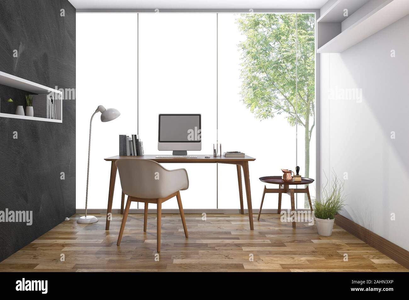 Window View For Model Rroom 3d rendering working room with nice view from window Stock Photo - Alamy