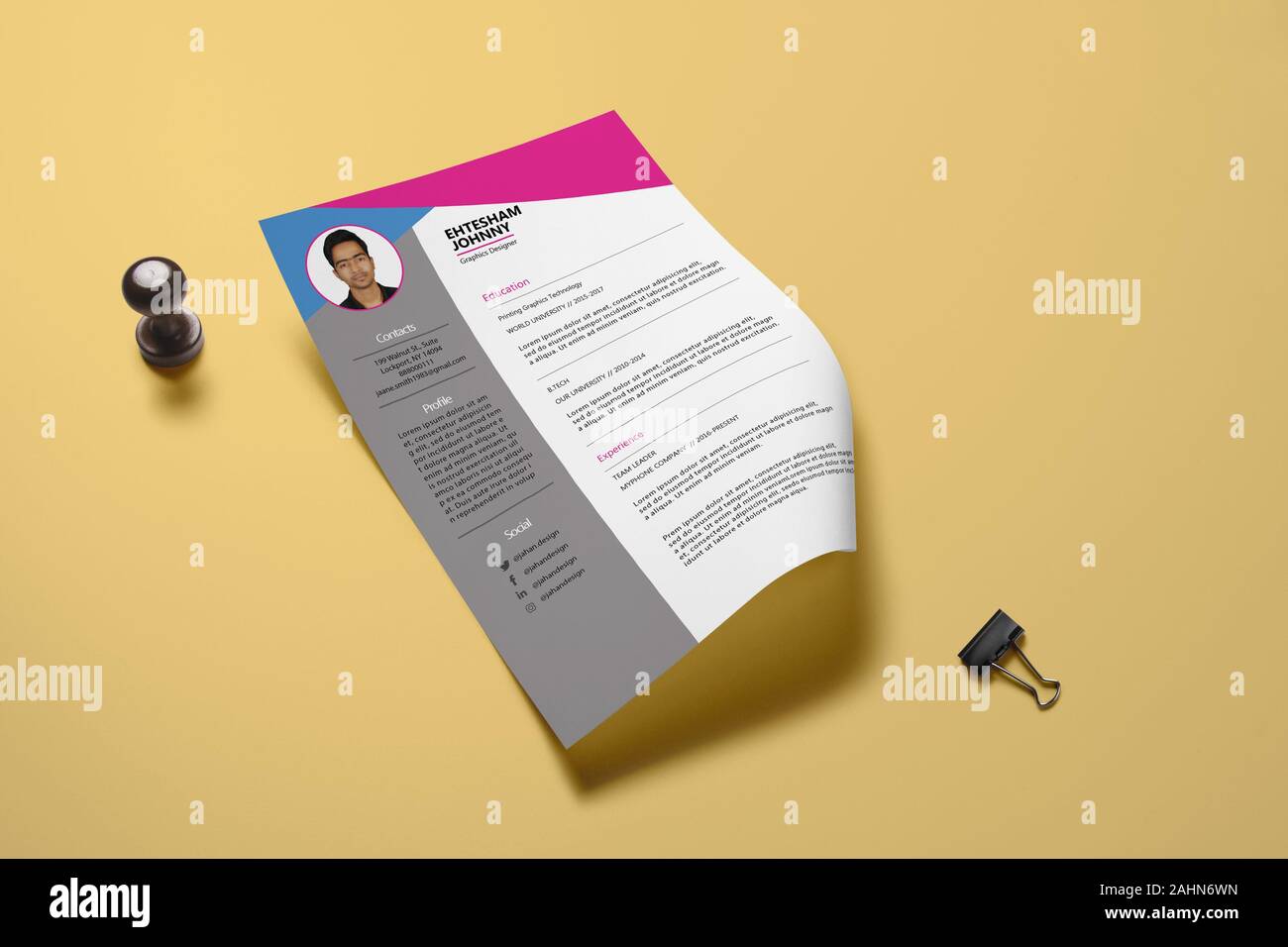 Simple Modern Resume Design Stock Photo