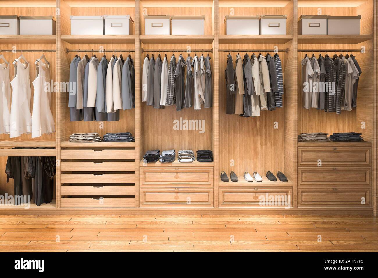 Large White Wardrobe 3d Rendering Stock Photo - Download Image Now