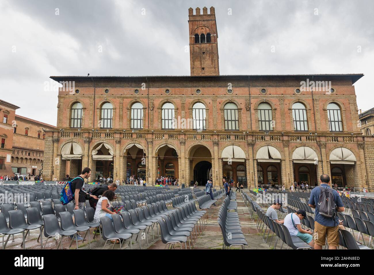 BOLOGNA, ITALY JULY 10, 2019 People visit Re Enzo historic royal