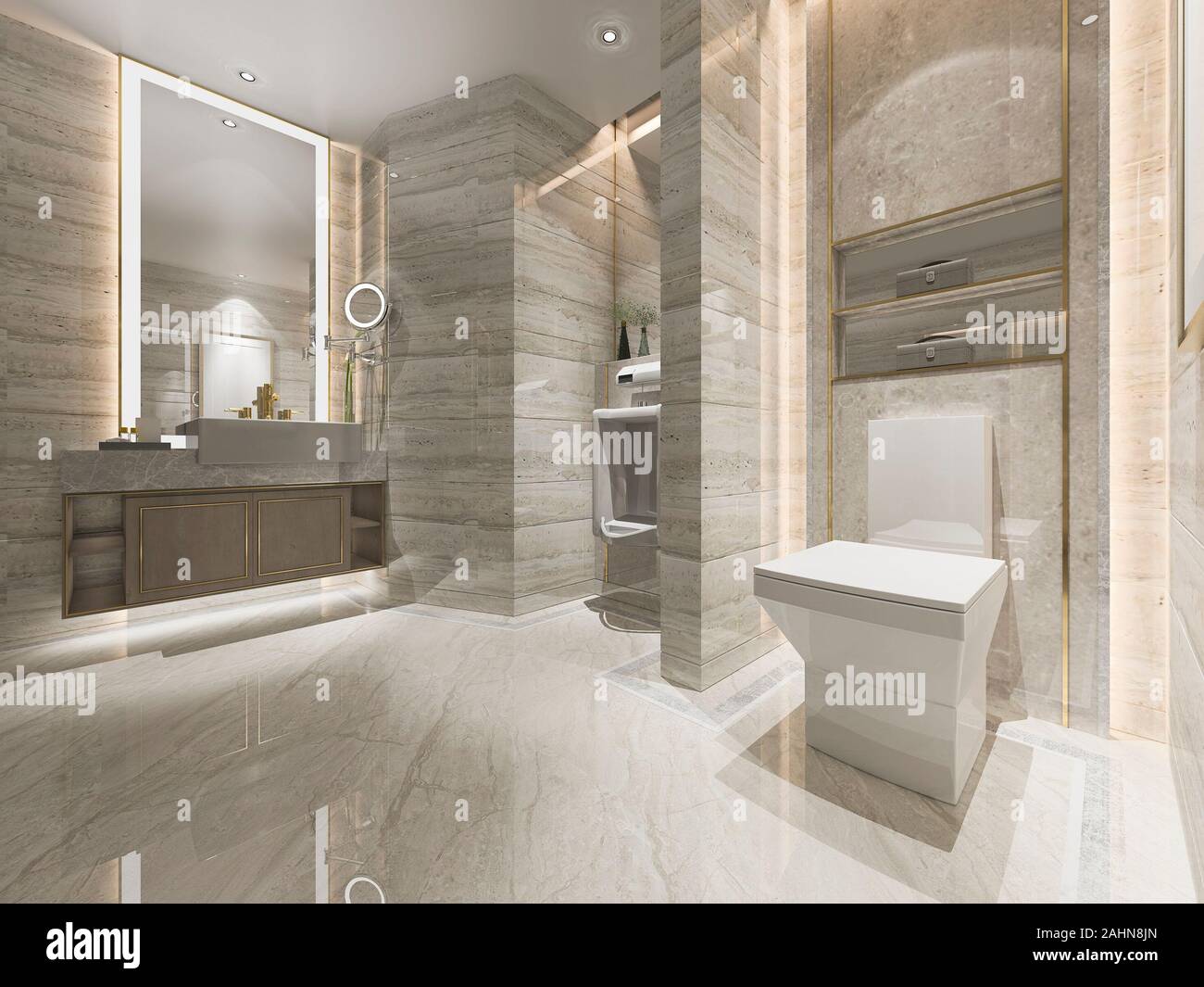 3d Rendering Luxury Modern Design Bathroom And Toilet Stock Photo Alamy