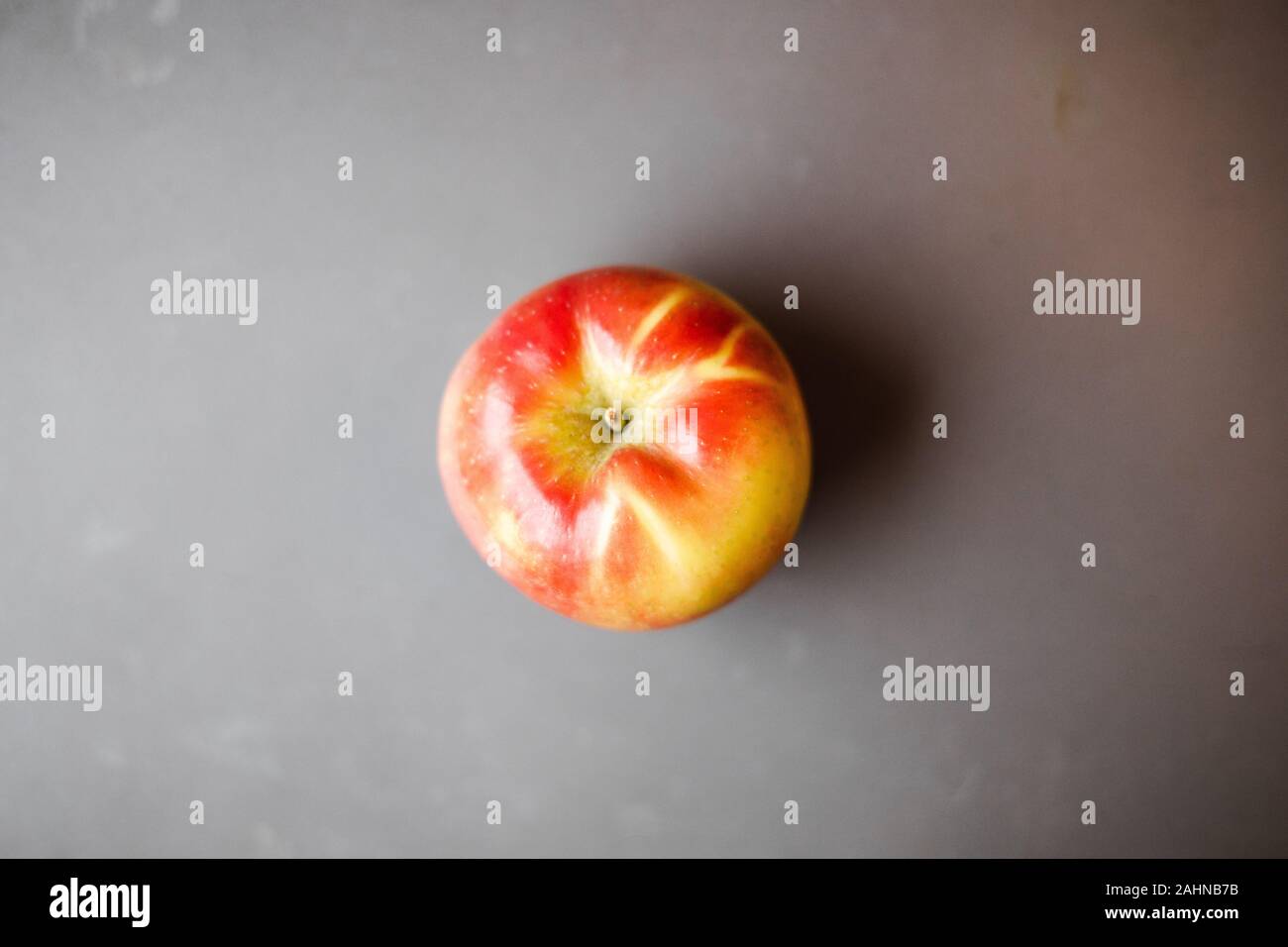 Red juicy healthy Apple top down Stock Photo