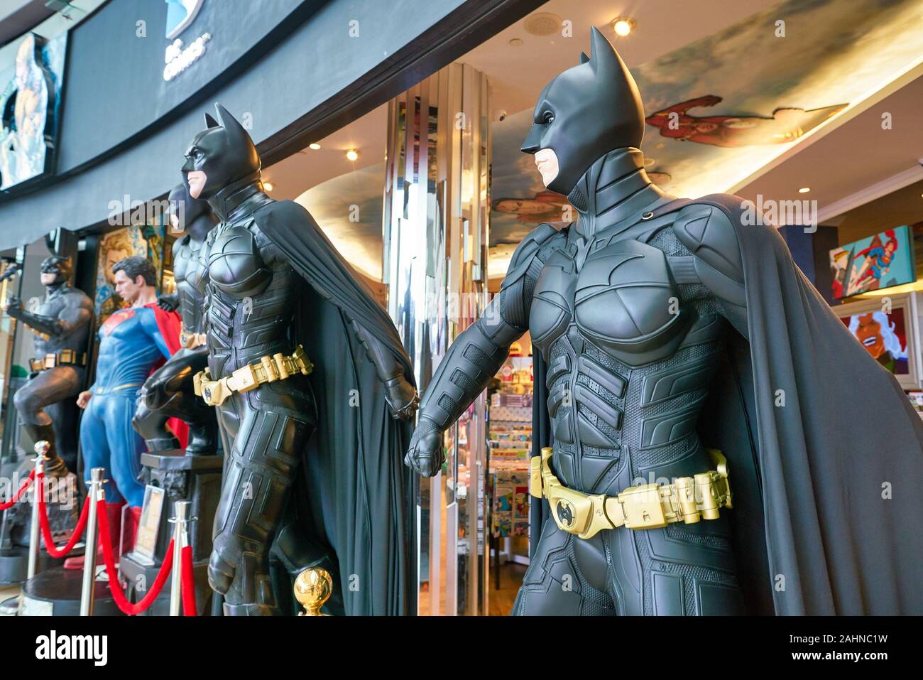 SINGAPORE - CIRCA APRIL, 2019: Batman life-size statues on display at DC  Comics Super Heroes Cafe at the Shoppes at Marina Bay Sands in Singapore  Stock Photo - Alamy