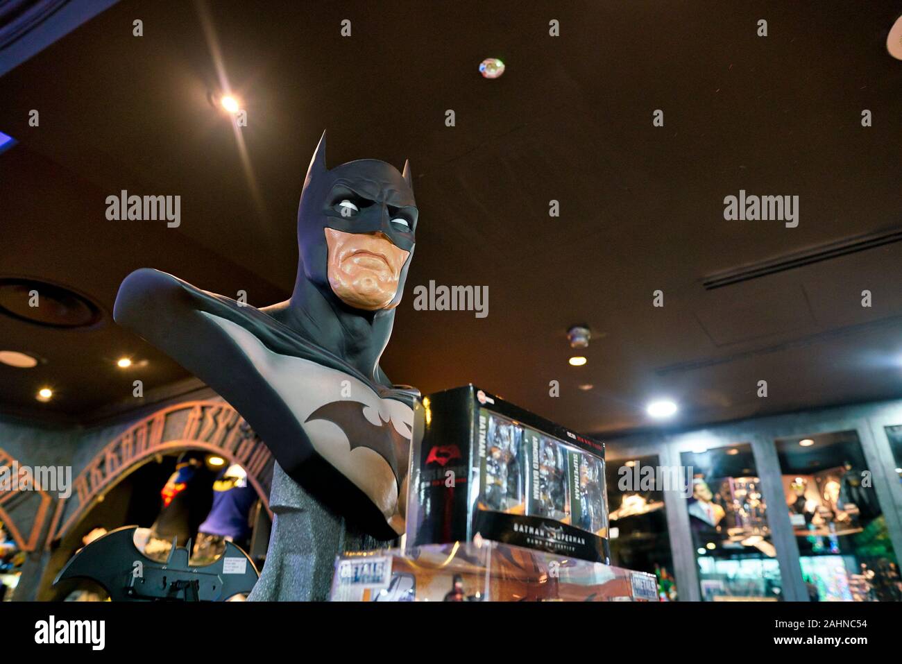 SINGAPORE - CIRCA APRIL, 2019: Batman bust on display at DC Comics Super  Heroes Cafe at the Shoppes at Marina Bay Sands in Singapore Stock Photo -  Alamy