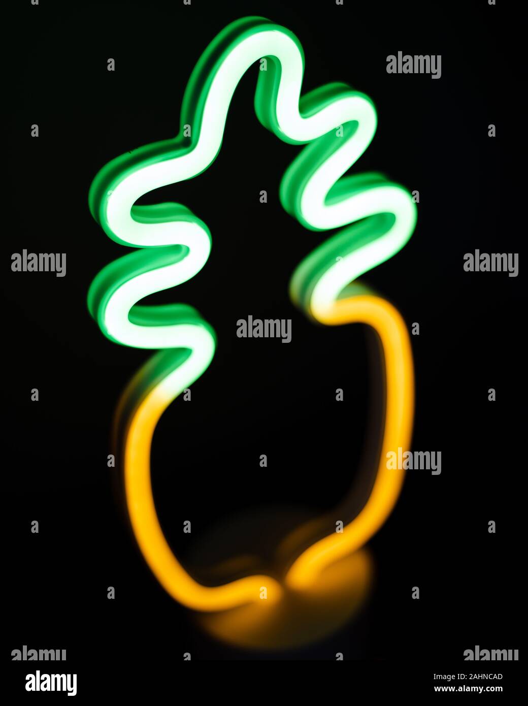 Pineapple Led Neon Light In Dark Room Stock Photo 337916837