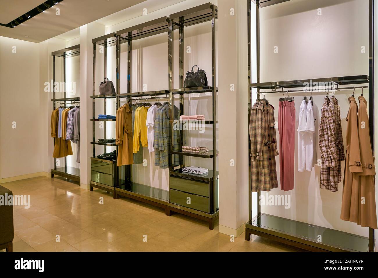 SINGAPORE CIRCA APRIL 2019 interior shot of Burberry store in The Shoppes at Marina Bay Sands Stock Photo Alamy